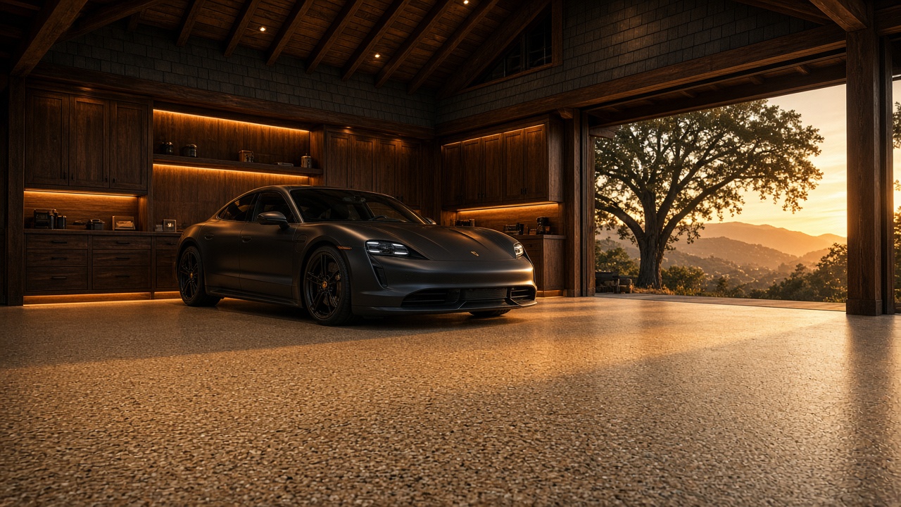 Coated garage floor