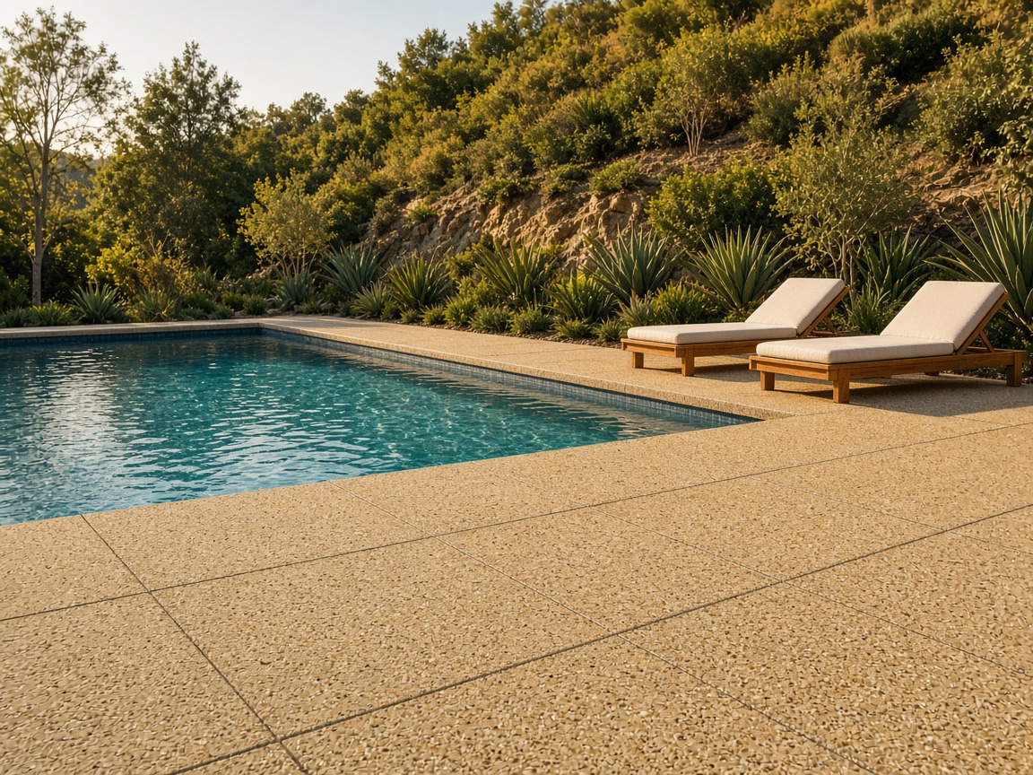 Coated pool deck